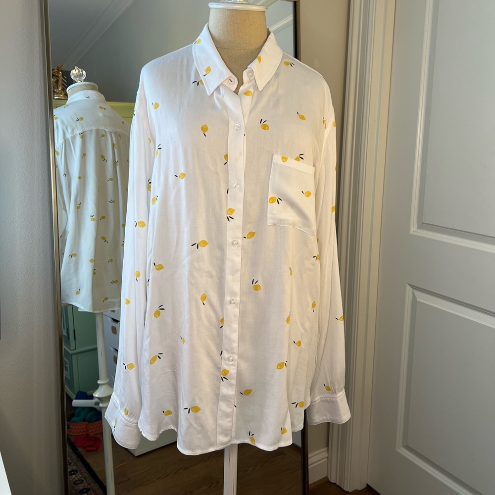 Rails Lemon Print Shirt - Size Large